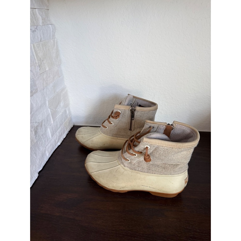 Sperry Saltwater Duck Boots Oatmeal Wool Waterproof Thinsulate Women's 6.5